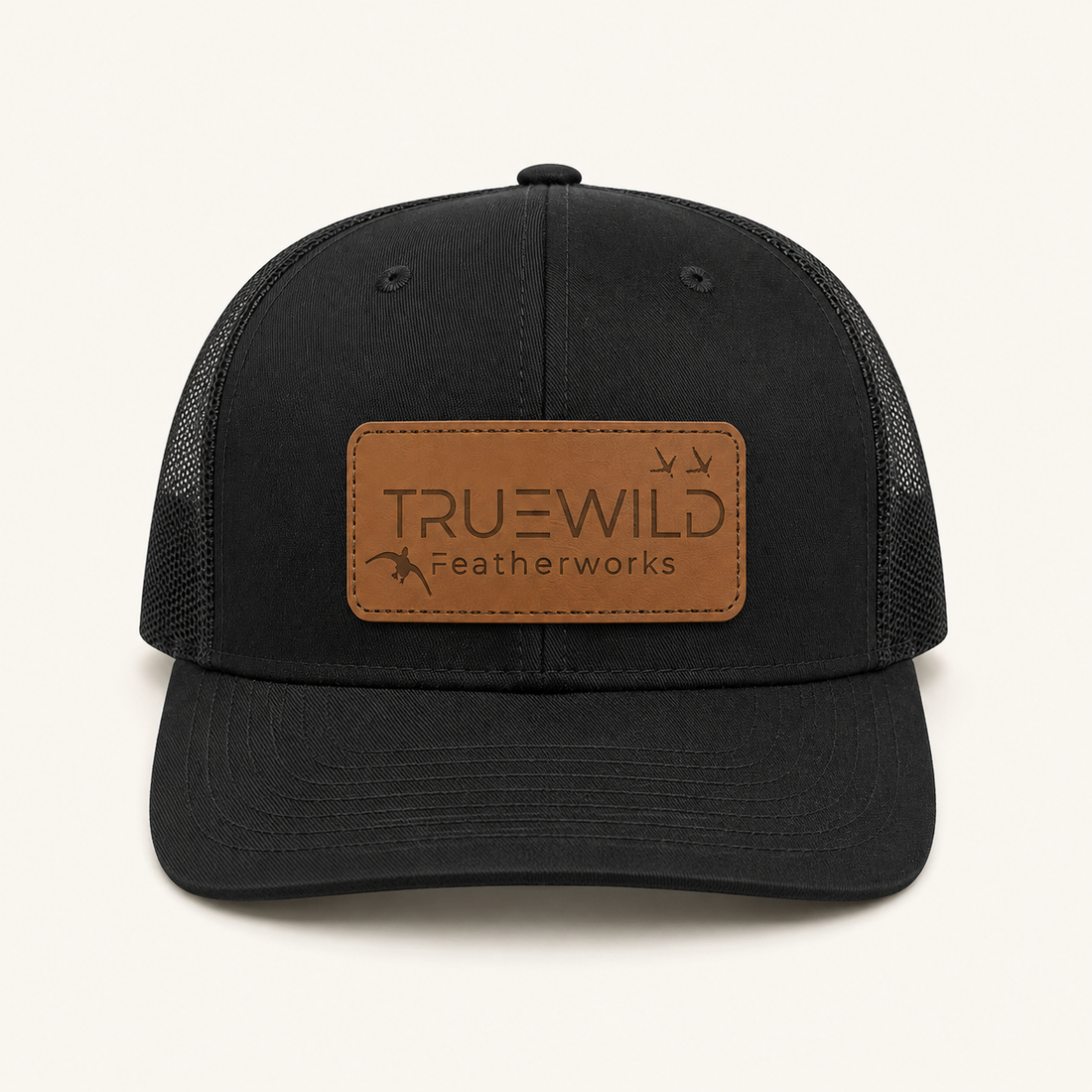 TRUEWILD Black leather patch cap