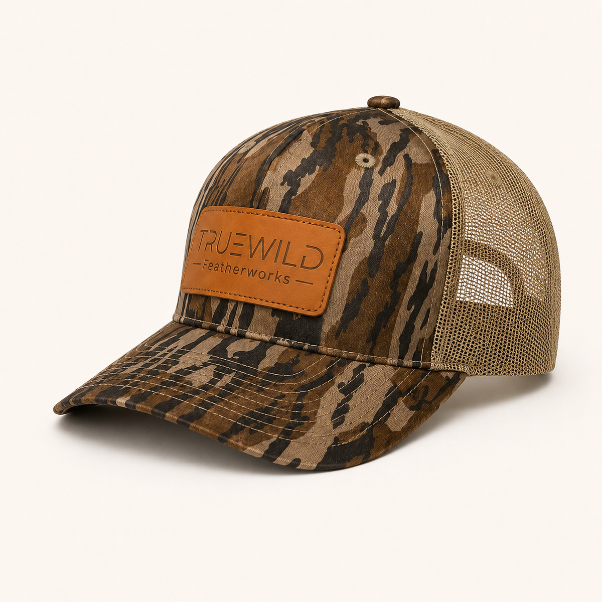 TRUEWILD Heritage Leather Patch Cap — Bottomland