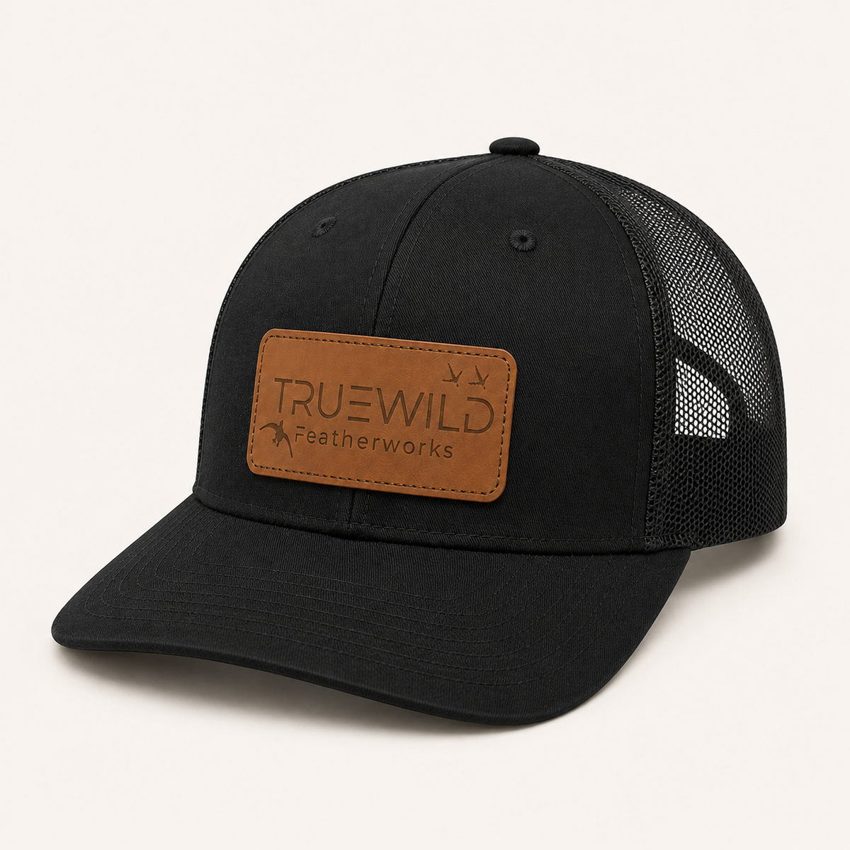 TRUEWILD Heritage Leather Patch Cap — Black