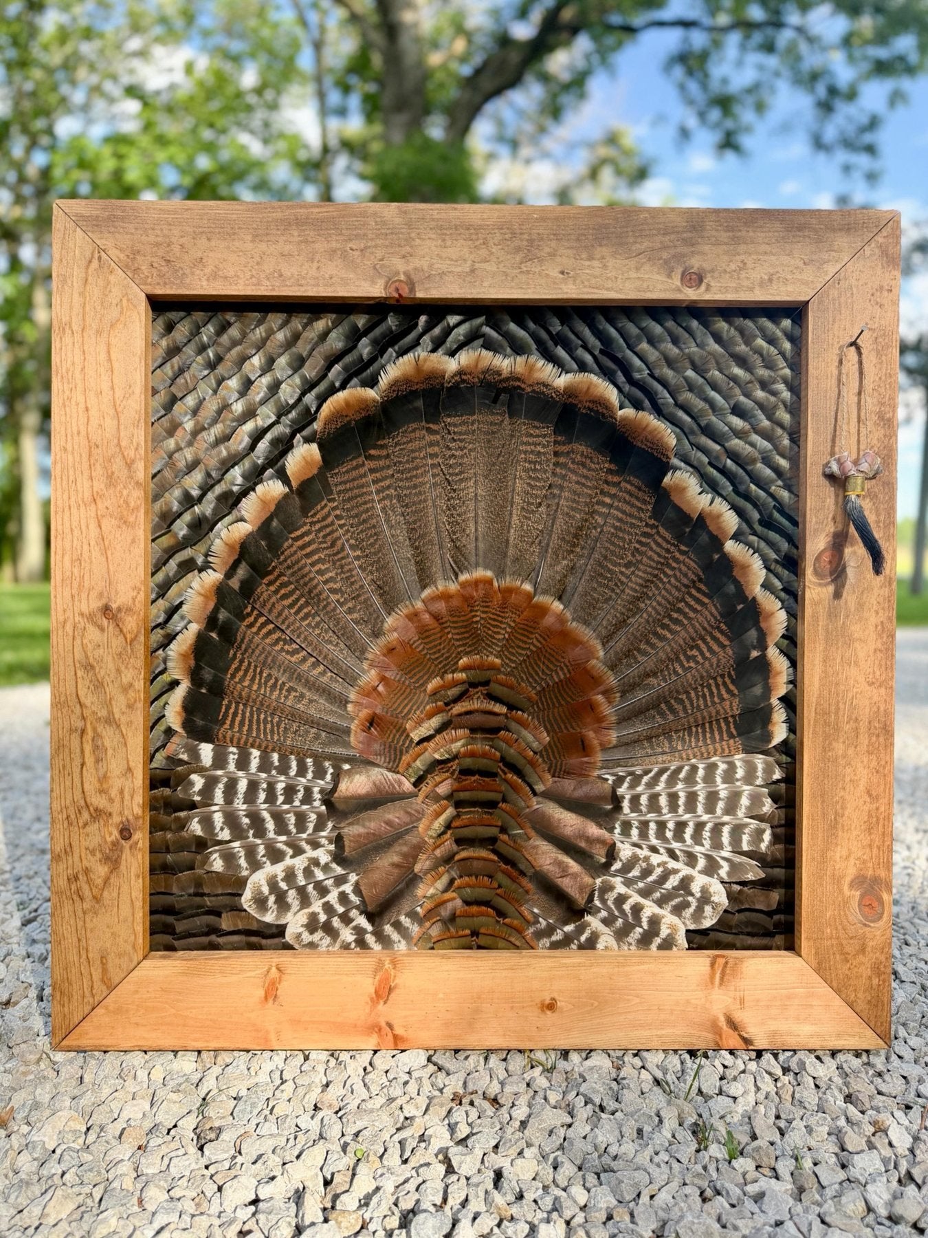 Square turkey feather artwork